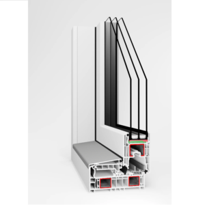 𝗩𝗘𝗞𝗔 𝗠𝗢𝗩𝗘 𝟳𝟲<br><br>• Głębokość zabudowy 76 mm<br>• Uw 0,80 W/m²K<br>• Doskonała przepuszczalność powietrza, izolację akustyczną oraz ochrona antywłamaniowa<br>• Pakiet 3 szybowy z ciepłą ramką<br>• 50 miesięcy gwarancji